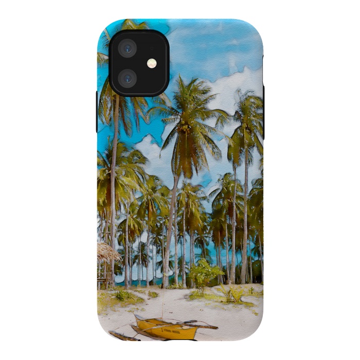 iPhone 11 StrongFit Coconut Tree Beach by Creativeaxle