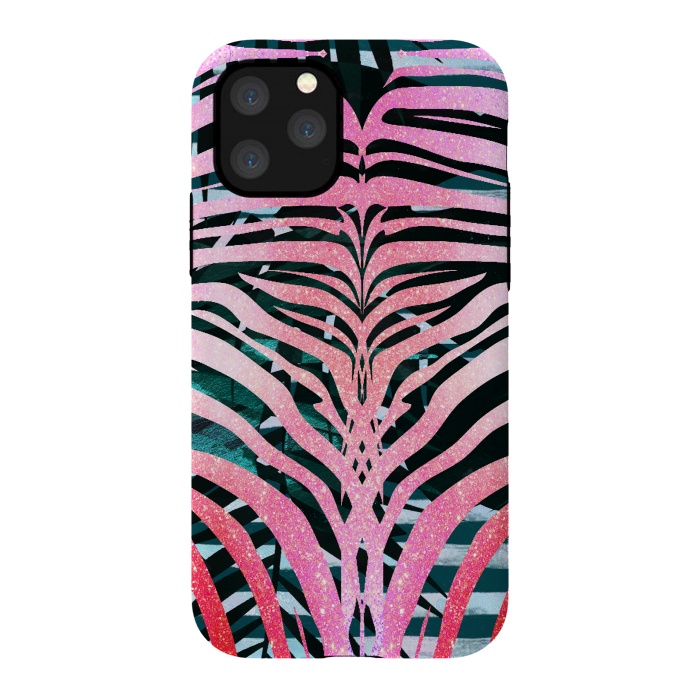 iPhone 11 Pro StrongFit Pink sparkle zebra stripes by Oana 