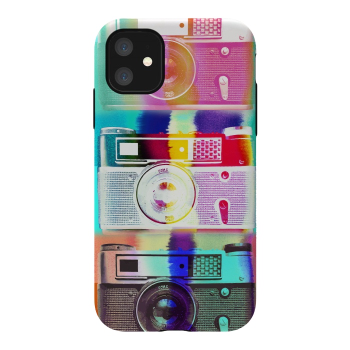 iPhone 11 StrongFit Vintage cameras watercolor illustration by Oana 
