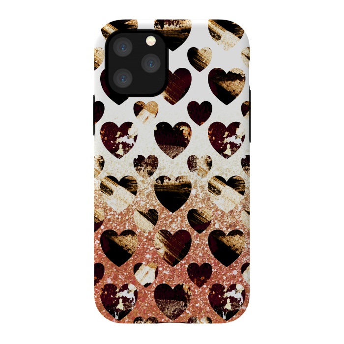 iPhone 11 Pro StrongFit Golden animal print spotted hearts by Oana 