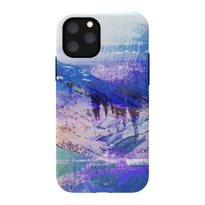 iPhone 11 Pro StrongFit Abstract blue painted mountain landscape by Oana 