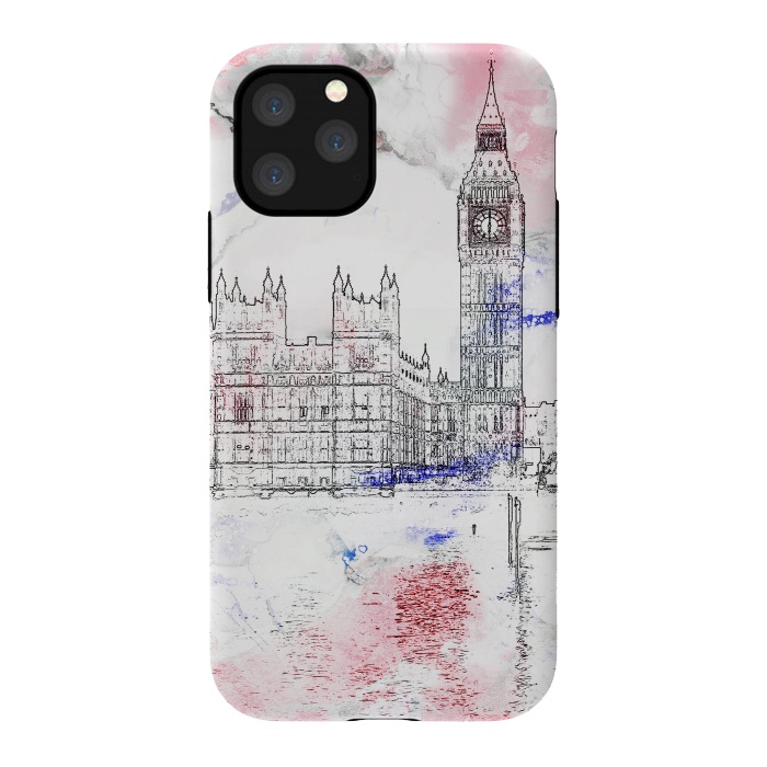 iPhone 11 Pro StrongFit Big Ben London white pink sketch by Oana 