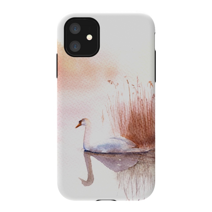 iPhone 11 StrongFit White Swan on the Lake by Elena Terzi