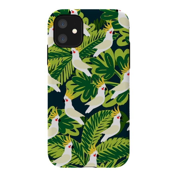 iPhone 11 StrongFit Tropical Parrots by Karolina