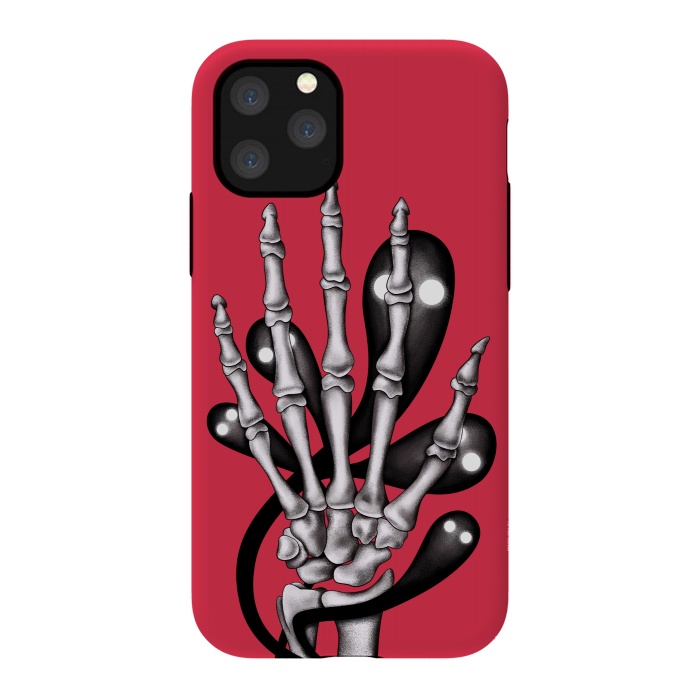 iPhone 11 Pro StrongFit Skeleton Hand With Creepy Ghosts Gothic by Boriana Giormova