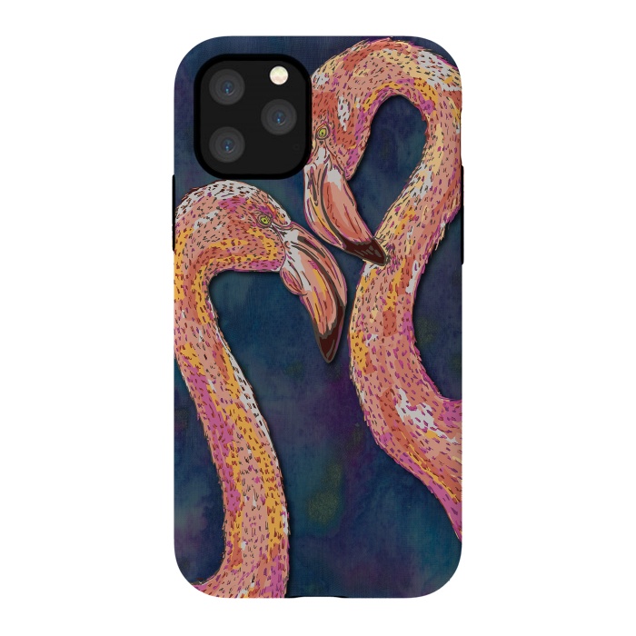 iPhone 11 Pro StrongFit Pink Flamingos by Lotti Brown
