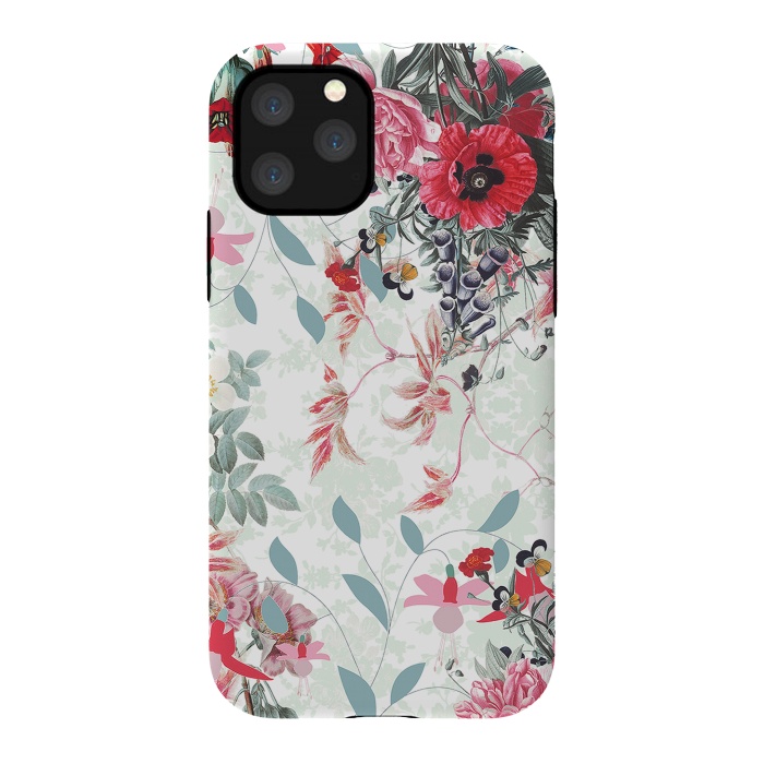 iPhone 11 Pro StrongFit Pastel Botanical flowers - red mint by Oana 