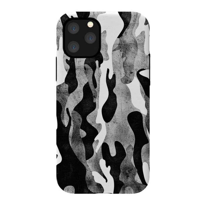 iPhone 11 Pro StrongFit Metallic black and white camo pattern by Oana 