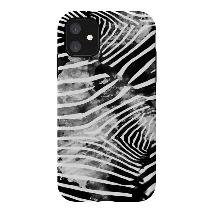 iPhone 11 StrongFit Painted animal print zebra stripes by Oana 