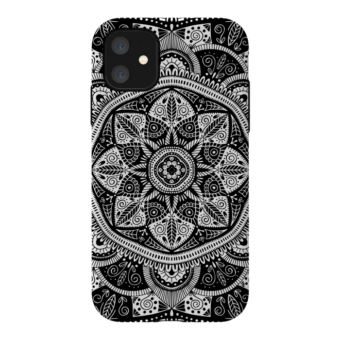 iPhone 11 StrongFit Black and White Mandala 011 by Jelena Obradovic