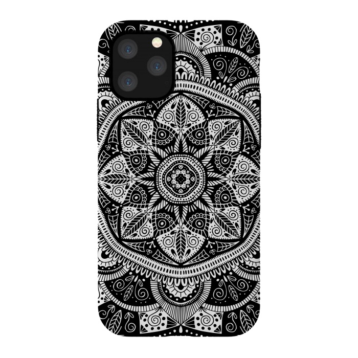 iPhone 11 Pro StrongFit Black and White Mandala 011 by Jelena Obradovic