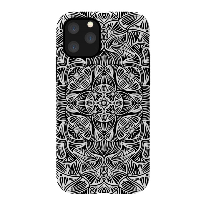 iPhone 11 Pro StrongFit Black and White Mandala 012 by Jelena Obradovic