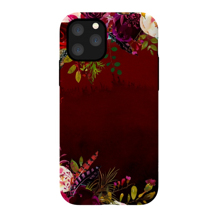 iPhone 11 Pro StrongFit Deep Red Floral Meadow  by  Utart