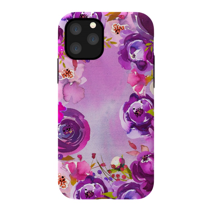 iPhone 11 Pro StrongFit Watercolor Hand drawn Purple Spring Flowers by  Utart