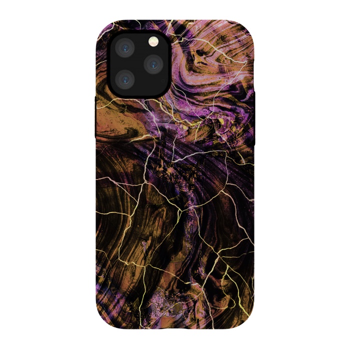 iPhone 11 Pro StrongFit Gold pink marble brushstrokes and cracks by Oana 