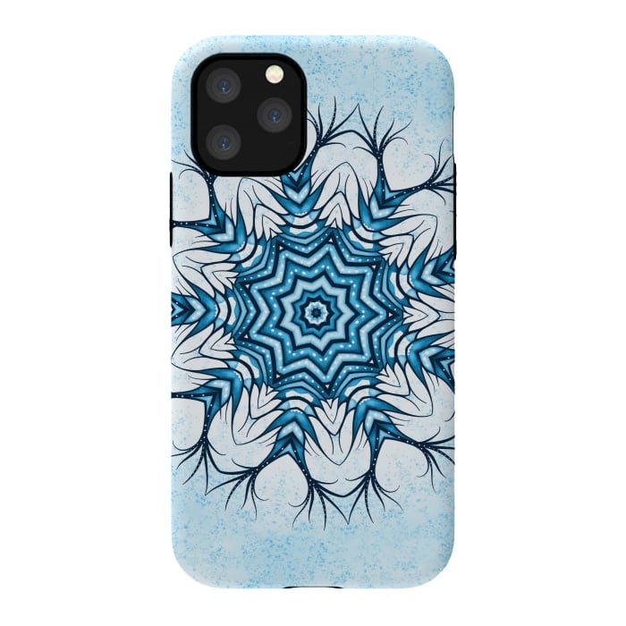 iPhone 11 Pro StrongFit Snowflake Mandala In Blue Winter Abstract Art by Boriana Giormova