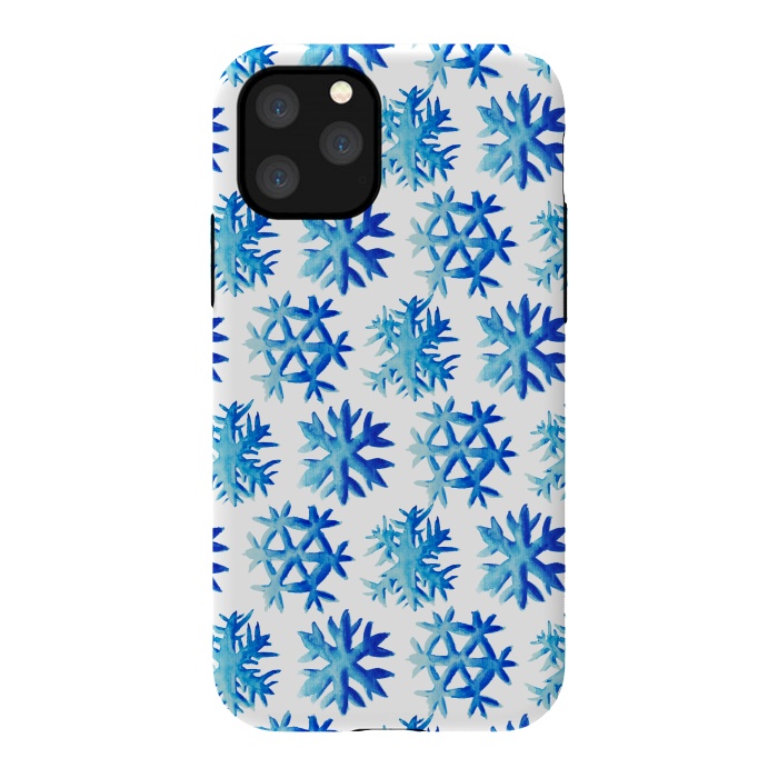 iPhone 11 Pro StrongFit Blue Watercolor Snowflake Pattern by Boriana Giormova