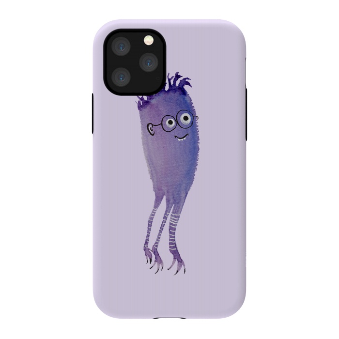 iPhone 11 Pro StrongFit Geek Jellyfish Funny Monster With Glasses Watercolor by Boriana Giormova