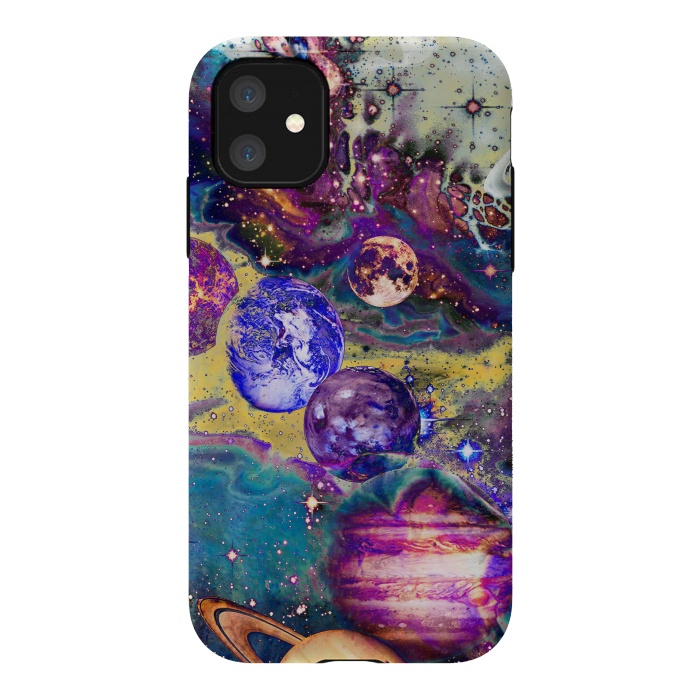 iPhone 11 StrongFit Psychedelic vibrant space explosion by Oana 