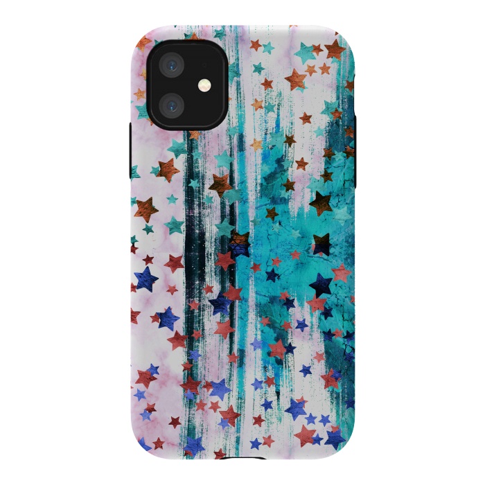 iPhone 11 StrongFit Metallic stars on brushed marble by Oana 