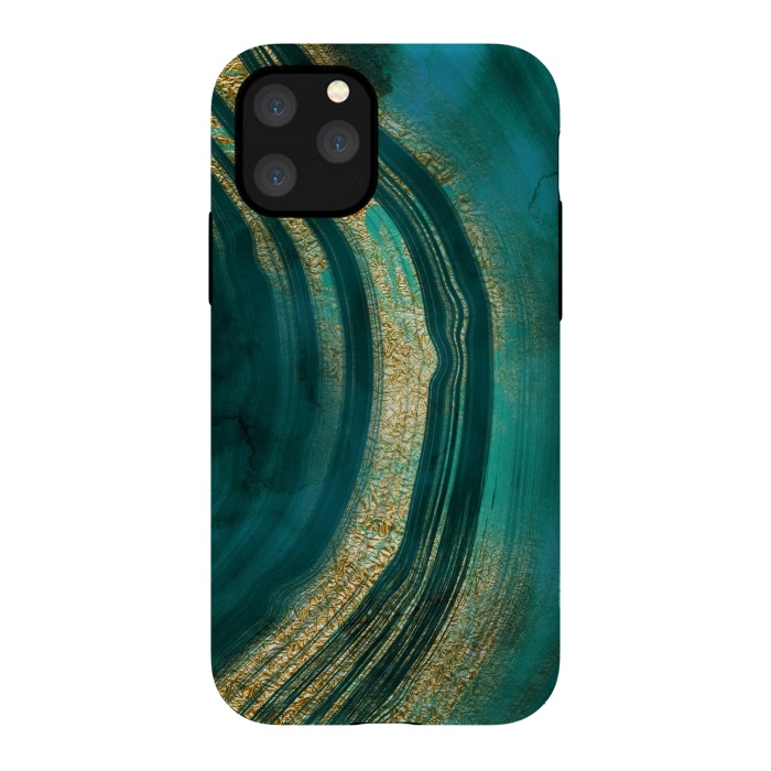 iPhone 11 Pro StrongFit Bohemian Green Marble with Gold Veins by DaDo ART