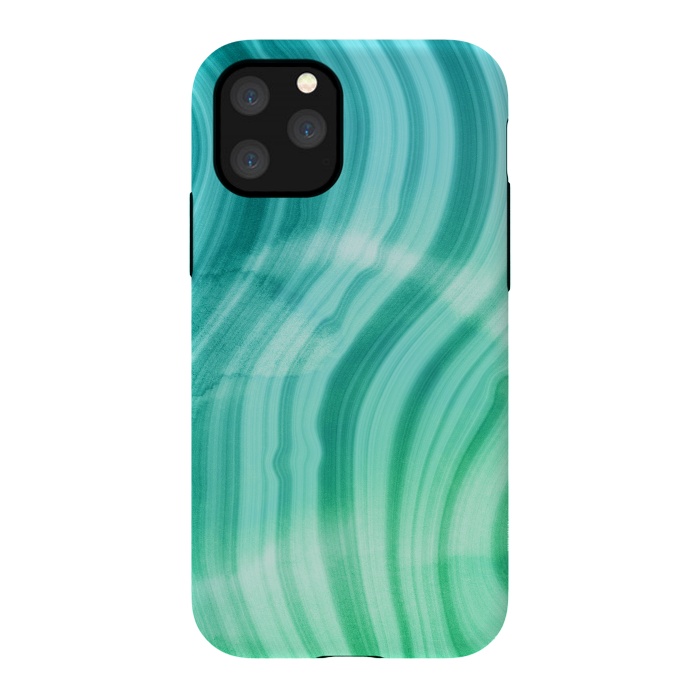 iPhone 11 Pro StrongFit Teal and White Marble Waves by DaDo ART