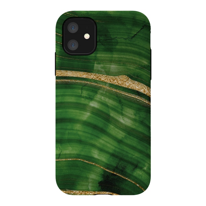 iPhone 11 StrongFit Malachite and Gold Mermaid Waves by DaDo ART