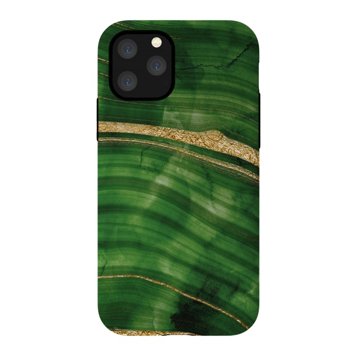 iPhone 11 Pro StrongFit Malachite and Gold Mermaid Waves by DaDo ART