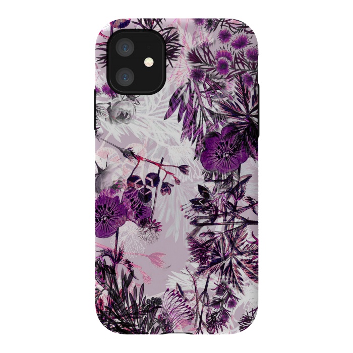 iPhone 11 StrongFit Romantic purple botanical illustration by Oana 