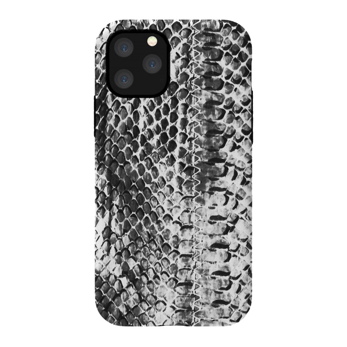 iPhone 11 Pro StrongFit Black and white ink snake skin animal print by Oana 