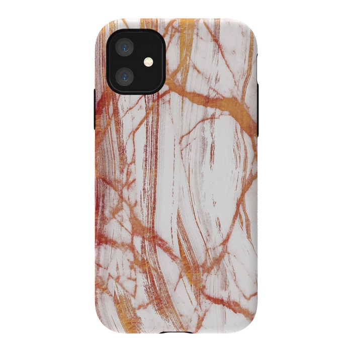 iPhone 11 StrongFit White marble with golden cracks by Oana 