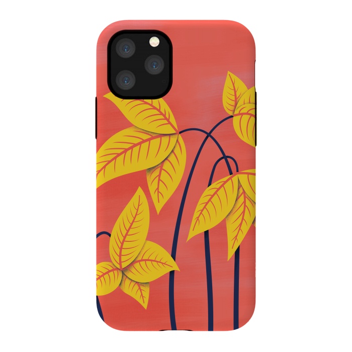 iPhone 11 Pro StrongFit Abstract Flowers Geometric Art In Vibrant Coral And Yellow  by Boriana Giormova