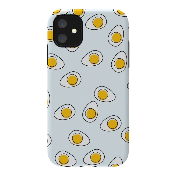 iPhone 11 StrongFit Cute Eggs on Blue Background by Karolina