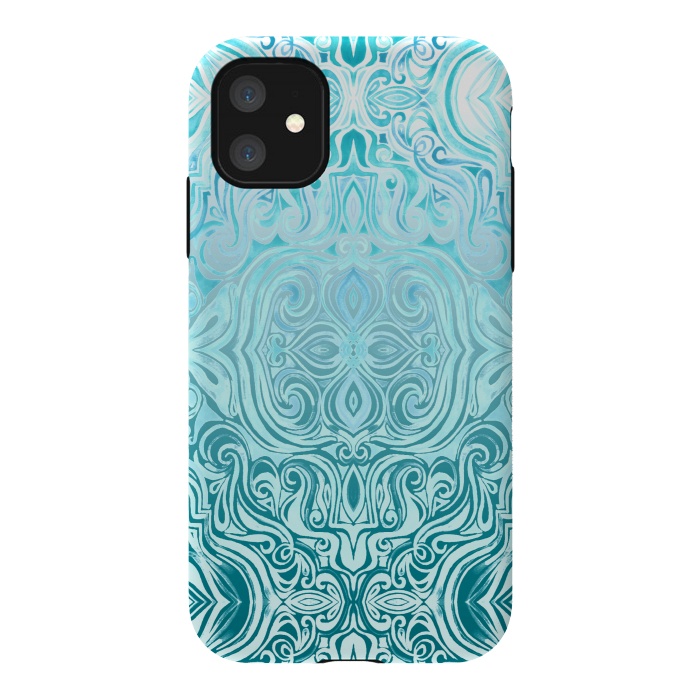 iPhone 11 StrongFit Twists & Turns in Turquoise & Teal by Micklyn Le Feuvre