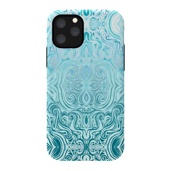 iPhone 11 Pro StrongFit Twists & Turns in Turquoise & Teal by Micklyn Le Feuvre