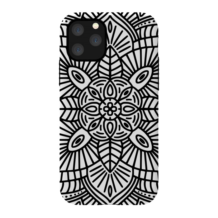 iPhone 11 Pro StrongFit Black and White Mandala 02 by Jelena Obradovic