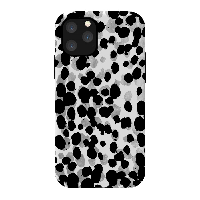 iPhone 11 Pro StrongFit animal print spots black and silver by Oana 