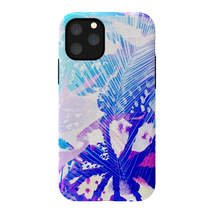 iPhone 11 Pro StrongFit Tropical palm and ficus leaves gradient painting by Oana 