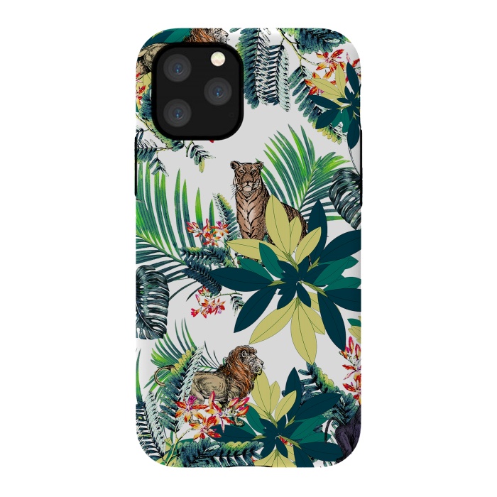 iPhone 11 Pro StrongFit Tropical leaves and jungle animals  by Oana 