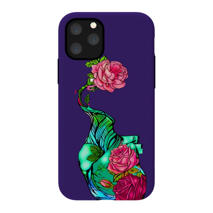 iPhone 11 Pro StrongFit Heart floral design colorful pink roses peonies by Josie
