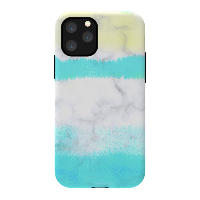 iPhone 11 Pro StrongFit Baby blue and white brushed marble by Oana 