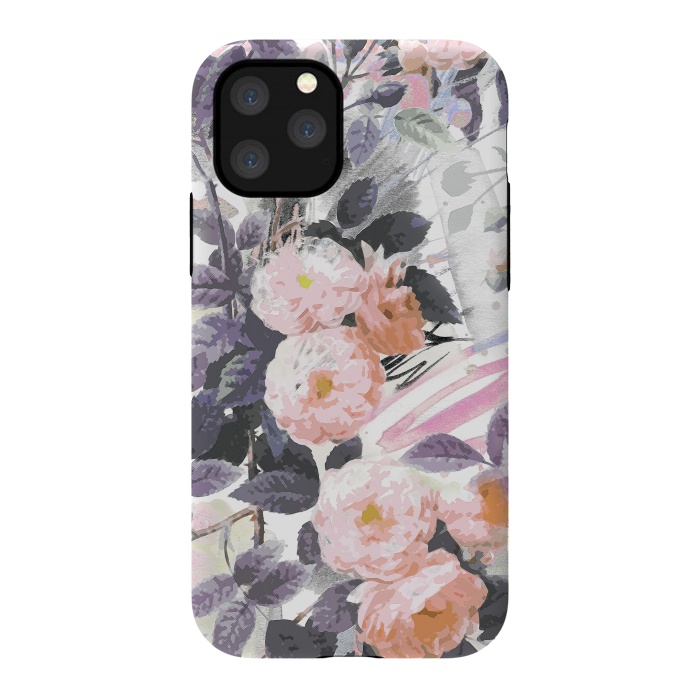 iPhone 11 Pro StrongFit Pink gray romantic roses by Oana 