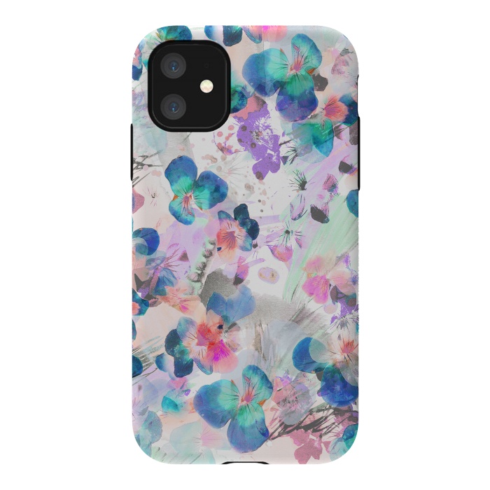 iPhone 11 StrongFit Watercolor pansy petals illustration by Oana 