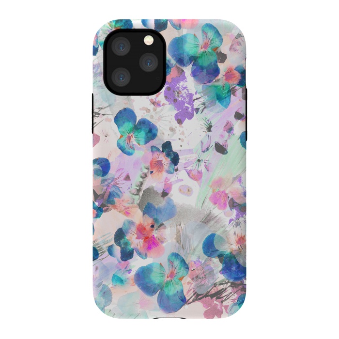 iPhone 11 Pro StrongFit Watercolor pansy petals illustration by Oana 