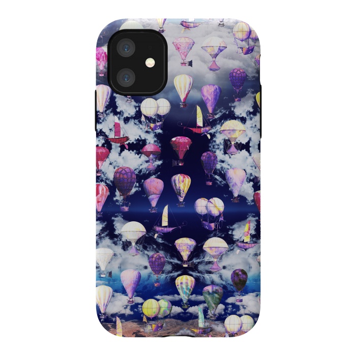iPhone 11 StrongFit Colorful air balloons and fluffy clouds by Oana 