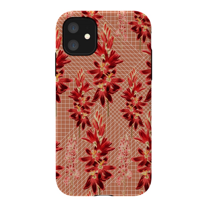 iPhone 11 StrongFit Brown Floral Print by Zala Farah