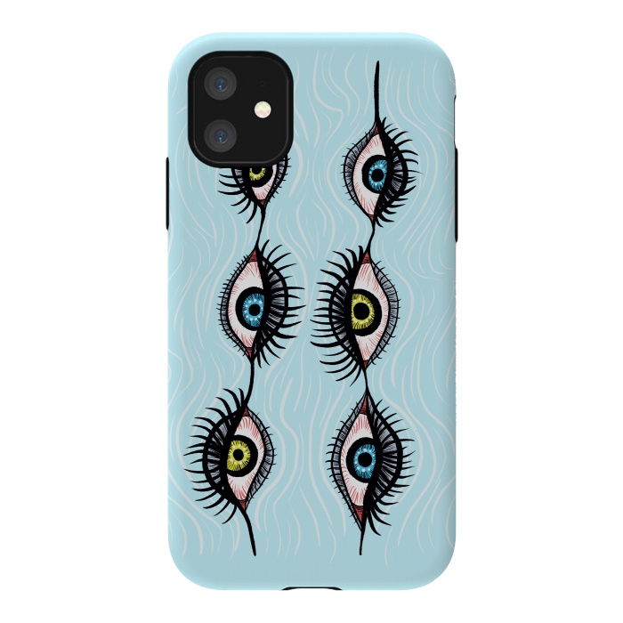 iPhone 11 StrongFit Creepy Weird Eye Garlands Cool Surreal Art by Boriana Giormova