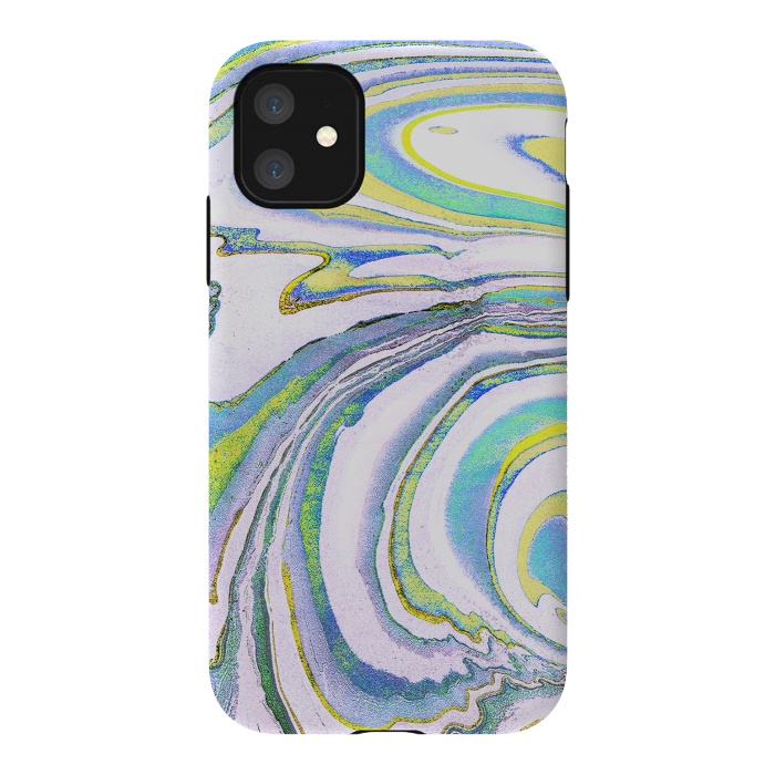iPhone 11 StrongFit Colorful marble festival stripes by Oana 