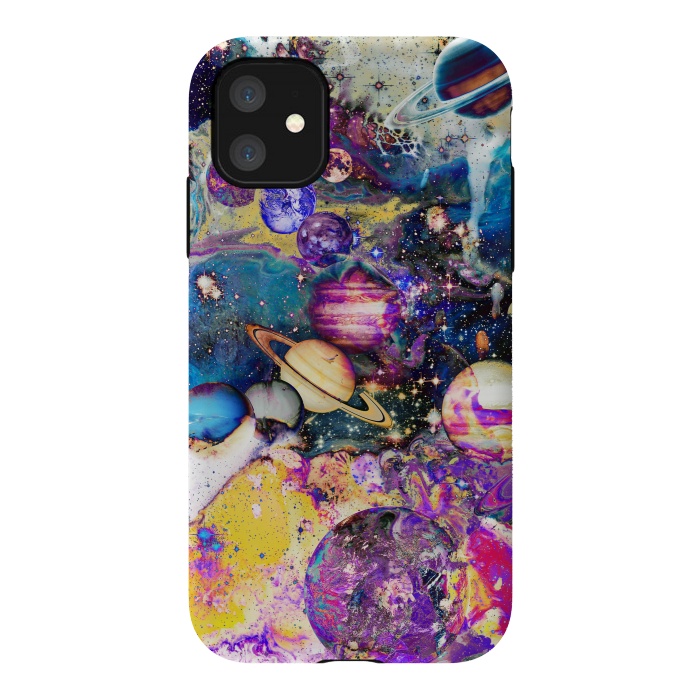 iPhone 11 StrongFit Colorful psychedelic space illustration by Oana 