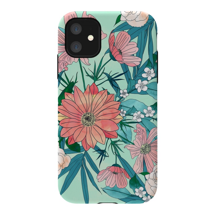 iPhone 11 StrongFit Boho chic spring garden flowers illustration by InovArts